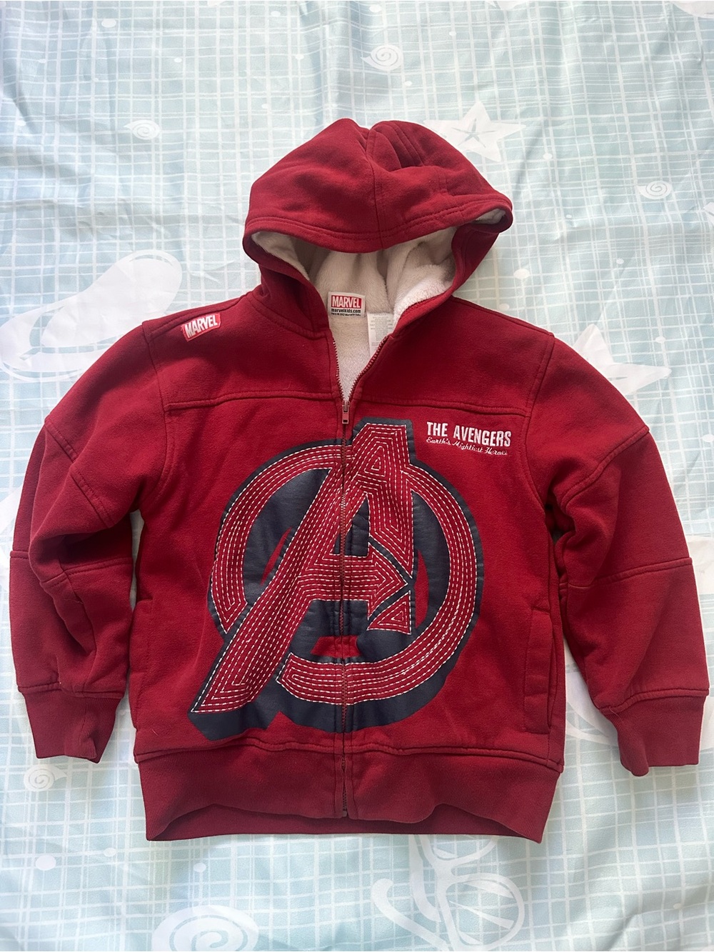 Marvel Kids Burgundy Hooded Zip Sweatshirt with Avengers Logo